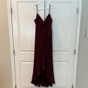 Elegant Burgundy Ruffle Dress
